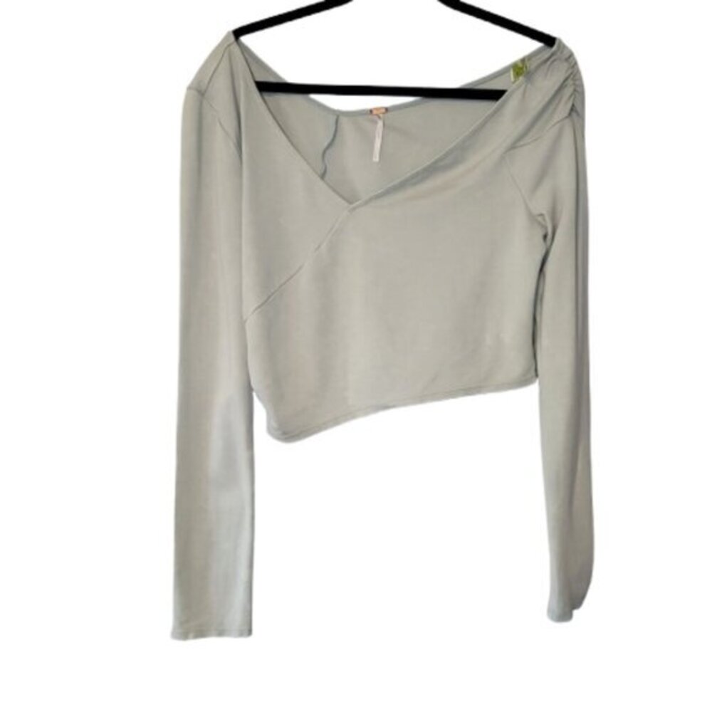 NWT Free People Assymetrical Distressed Long Sleeved Top Size Large